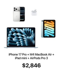 iPhone 17 Pro, MacBook Air M4, iPad mini и AirPods Pro 3 — всё это вместе стоит меньше, чем один топовый смартфон Samsung. Да, вы не ослышались. 🤑 Apple продолжает удивлять не только своими технологиями, но и ценовой политикой. Теперь можно собрать полноценный набор гаджетов и не разориться. При этом Samsung продолжает держать планку на уровне "мы просто дорогие". Кто выигрывает в этой гонке? Пока что Apple. Но Samsung ещё может удивить. Следим за развитием событий. 👀 P.S. Если вы всё ещё думаете, что Apple — это дорого, пересмотрите свои взгляды. 💡. Apple, Samsung, iPhone 17 Pro, MacBook Air M4, AirPods Pro 3