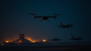 Аэродром в Миргороде подвергся атаке с использованием инновационного БПЛА БМ-70. По предварительным данным, удар был нанесен по американскому истребителю F-16, а также другим объектам на территории аэродрома. В распоряжении RT оказалось видео, подтверждающее поражение вражеской техники. Помимо F-16, уничтожены радиолокационные станции и истребитель Су-27. Операция была проведена силами российских дроноводов, что подтверждает эффективность применения БПЛА в современных боевых условиях. Аэродром расположен в Полтавской области Украины и является стратегически важным объектом. Удар был нанесен с высокой точностью, что минимизировало возможные потери среди гражданского населения. Подробности операции продолжают уточняться. Минобороны РФ пока не комментирует данное событие, однако эксперты отмечают, что подобные атаки могут стать частью более масштабной стратегии.. БПЛА БМ-70, Миргород, F-16, Су-27, РЛС