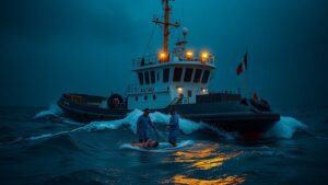 26 января в южной части Южно-Китайского моря экипаж спасательного буксира «Алатау», принадлежащего Тихоокеанскому флоту, обнаружил на поверхности воды гражданина Филиппин. Мужчина провел в воде около двух суток. В настоящее время ему оказана необходимая медицинская помощь, его состояние оценивается как удовлетворительное. Спасенный пояснил, что является членом экипажа танкера «С.Грейс». Он оказался за бортом во время проведения работ на палубе. Экипаж буксира оперативно организовал спасение и обеспечил пострадавшему медицинскую поддержку. Планируется, что гражданин Филиппин будет доставлен во Владивосток, где ему будет оказана помощь в возвращении на родину. Спасательная операция проведена в рамках планового перехода буксира «Алатау» во Владивосток. Этот случай подчеркивает готовность российских моряков оперативно реагировать на чрезвычайные ситуации в открытом море, обеспечивая безопасность и сохранение жизни.. Южно-Китайское море, Тихоокеанский флот, Владивосток, Спасение, Филиппины