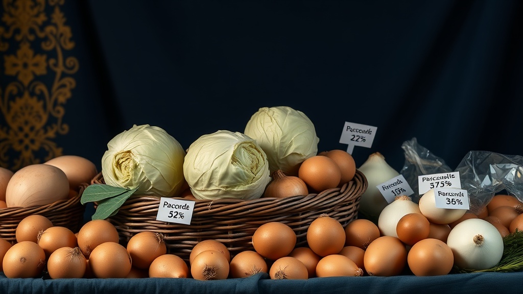 Капуста подешевела на 25,6%, что стало самым значительным снижением цен среди продуктов питания за последний год. Об этом сообщает "Руспродсоюз". Среди других продуктов, которые также стали дешевле, выделяются яйца, подешевевшие на 19,5%, картофель с падением цен на 19,3% и лук, стоимость которого снизилась на 17,2%. Эксперты отмечают, что такие изменения связаны с сезонными факторами и увеличением предложения на рынке. Снижение цен на основные продукты питания может положительно сказаться на потребительской корзине и общем уровне инфляции. На фоне этих изменений аналитики продолжают мониторить ситуацию на рынке, чтобы спрогнозировать дальнейшие тенденции в ценообразовании.. Капуста, Цены, Руспродсоюз, Продукты питания, Инфляция