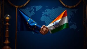 Европейский союз и Индия достигли исторического соглашения о создании зоны свободной торговли, которая объединит рынки с населением почти в 2 млрд человек. Этот шаг стал ответом на жесткую тарифную политику США и растущее торговое доминирование Китая, что вынудило Брюссель и Нью-Дели преодолеть многолетние разногласия в рекордные сроки. Соглашение предусматривает отмену пошлин на большую часть взаимного импорта. Европейские компании получат доступ к ранее закрытому индийскому рынку, а Индия — стимул для экономического роста за счет технологий и инвестиций из ЕС. Премьер-министр Индии Нарендра Моди заявил, что сделка охватит около 25% мирового ВВП и треть глобального товарооборота. Это соглашение может существенно повлиять на глобальные экономические отношения, включая позиции России, которая в последние годы стала одним из ключевых торговых партнеров Индии. Подробности о последствиях сделки для международной торговли — в материале РБК.. ЕС, Индия, Зона свободной торговли, Экономика, Нарендра Моди