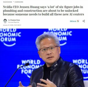 Глава Nvidia Дженсен Хуанг заявил, что в ближайшие годы рабочие профессии, такие как электрики и сантехники, станут одними из самых высокооплачиваемых. По его мнению, это связано с взрывным ростом ИИ-инфраструктуры и строительством гигантских дата-центров. Хуанг отметил, что к концу десятилетия инвестиции в эту сферу достигнут семи триллионов долларов. Эти центры требуют не только программного обеспечения, но и физического строительства: прокладки электросетей, установки систем охлаждения и других инженерных работ. Уже сейчас многие специалисты в этих областях зарабатывают более 100 тысяч долларов в год. Глава Nvidia подчеркнул, что спрос на такие профессии будет только расти, что приведет к увеличению зарплат. Этот прогноз ставит под сомнение традиционное представление о том, что самые высокие доходы ожидают только в IT-секторе. Хуанг уверен, что будущее за теми, кто сможет физически воплотить инфраструктуру для искусственного интеллекта.. Nvidia, Дженсен Хуанг, рабочие профессии, ИИ-инфраструктура, зарплаты