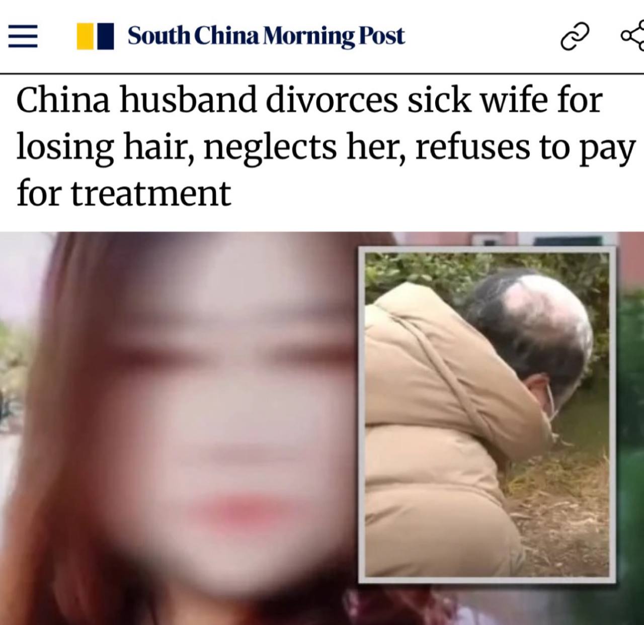 Китаец решил, что брак без волос — это не его история. Он подал на развод после того, как его жена начала терять волосы из-за болезни. В суде мужчина заявил, что волосы — это важная часть женской привлекательности, и он не готов мириться с их отсутствием. 💇‍♀️ «Я женился на женщине с волосами, а не на лысой», — заявил он. Судя по всему, для него это не просто эстетический вопрос, а принципиальный момент в отношениях. История вызвала бурное обсуждение в сети. Одни считают, что мужчина имеет право на свои предпочтения, другие называют его поведение эгоистичным и бесчувственным. 🤔 А как вы думаете, это справедливо? Или любовь должна быть выше внешних изменений?. Китай, развод, общество, стандарты красоты, скандал