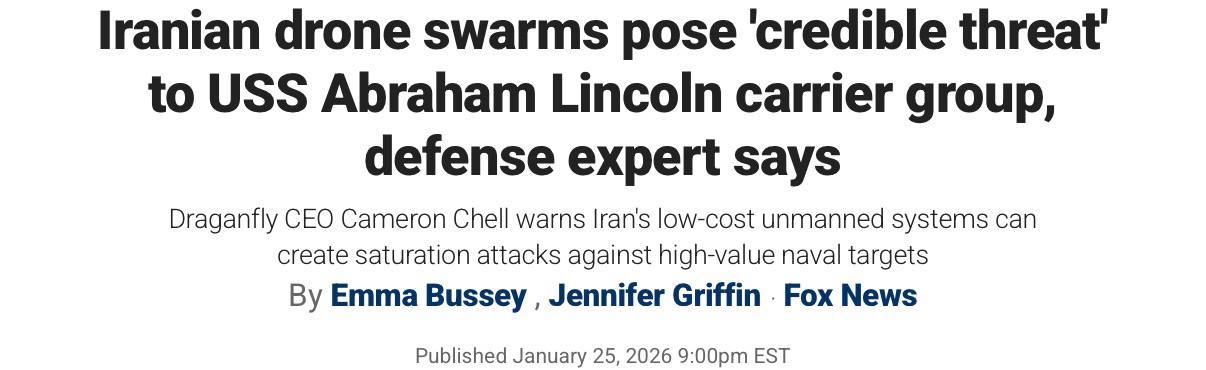Иранские дроны представляют серьезную угрозу для авианосца США «Авраам Линкольн», сообщает Fox News. По данным американского чиновника, ударная группа кораблей пока не вошла в зону ответственности CENTCOM и не готова к возможным атакам на Иран. Ситуация осложняется тем, что иранские беспилотники активно используются для разведки и потенциальных ударов по морским целям. Авианосец «Авраам Линкольн» является ключевым элементом американского военного присутствия в регионе, и его безопасность вызывает серьезные опасения. Эксперты отмечают, что подобные инциденты могут привести к эскалации напряженности между США и Ираном. В настоящее время американские военные анализируют возможные сценарии развития событий и готовятся к усилению защиты своих кораблей.. Иран, США, Авраам Линкольн, дроны, CENTCOM