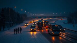 Снегопад превратил дублер Калужского шоссе в парковку. Автобусы стоят, люди выходят и идут пешком — картина, достойная апокалипсиса. 🚶‍♂️❄️ Что происходит? Снегопад, который обещали, но к которому никто не подготовился, парализовал движение. Дублер Калужского шоссе превратился в гигантскую пробку, где автобусы стали бесполезными коробками. Кто виноват? Вопрос риторический. Коммунальщики? Метеорологи? Или просто зима, которая решила напомнить, кто здесь главный? 🥶 Что делать? Пока власти разбираются, москвичи продолжают топать по снегу. Совет: надевайте теплую обувь и терпение. Зима только начинается. ⛄️. Москва, Снегопад, Калужское шоссе, Транспорт, Пробки