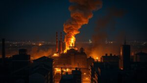 Мощный взрыв произошел в районе Сан-Фернандо в Буэнос-Айресе, Аргентина. По данным местных СМИ, инцидент случился на территории фабрики, после чего пожар быстро распространился на соседние здания. Телеканал TN сообщает, что в результате взрыва 15 близлежащих кварталов остались без электричества. Причины происхождения взрыва пока не установлены, но на месте работают экстренные службы, включая пожарных и медиков. Местные власти призывают жителей избегать района происшествия и соблюдать осторожность. Подробности инцидента уточняются. Источник: La Nación. Буэнос-Айрес, взрыв, пожар, Сан-Фернандо, ЧП