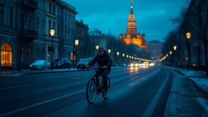Москва, 5:50 утра. Минус 10 градусов. Казалось бы, идеальное время для того, чтобы закутаться в одеяло и спать. Но не для этого парня. 🚴‍♂️ На видео, которое уже активно распространяется в сети, видно, как мужчина уверенно крутит педали по пустынным улицам столицы. Никаких пробок, никакой суеты — только он, велосипед и морозный воздух. ❄️ Кто он — экстремал, фанат ЗОЖ или просто человек, который ненавидит общественный транспорт? Пока неизвестно. Но одно можно сказать точно: этот парень знает, как начать день с адреналина. Видео: guzh_1. Москва, Велосипед, Экстремальный спорт, ЗОЖ, Вирусное видео