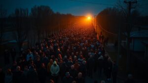 Утро в Подмосковье началось с массовой очереди, в которой оказались сотни человек. Очевидцы сообщают, что длина очереди достигала нескольких километров, что вызвало серьезное недовольство среди местных жителей. По предварительным данным, причина столь масштабного скопления людей связана с ограниченным доступом к определенным услугам. Точные обстоятельства инцидента пока не установлены, однако ситуация уже привлекла внимание властей. Местные жители выражают возмущение сложившейся обстановкой, отмечая, что подобные ситуации становятся регулярными. Многие из них жалуются на отсутствие четкой информации и организационных мер со стороны ответственных лиц. Власти региона пока не прокомментировали происходящее, однако обещают оперативно разобраться в ситуации. Ожидается, что в ближайшее время будут приняты меры для предотвращения подобных инцидентов в будущем.. Подмосковье, очередь, происшествия, жители, власти