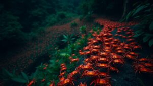 Миллионы детенышей красного краба начали массовую миграцию на острове Рождества, расположенном в Австралии. В настоящее время у этих морских обитателей сезон перемещения, и они массово выбираются из океана, направляясь вглубь джунглей. Это ежегодное явление привлекает внимание ученых и туристов, так как остров Рождества является одним из немногих мест на планете, где можно наблюдать столь масштабную миграцию красных крабов. Местные власти предпринимают меры для обеспечения безопасности как животных, так и людей, перекрывая некоторые дороги и устанавливая специальные ограждения. Красные крабы играют важную роль в экосистеме острова, способствуя поддержанию баланса в природе. Их миграция является ключевым событием в жизни местной флоры и фауны, а также представляет собой уникальное зрелище для наблюдателей.. красные крабы, остров Рождества, Австралия, миграция животных, экология