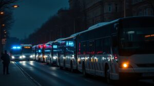 На 3-й Парковой улице в районе Измайлово произошла авария с участием автобуса, что привело к значительным транспортным затруднениям. По данным очевидцев, около 15 автобусов выстроились в ряд, ожидая возможности продолжить движение. Предварительная информация указывает на то, что инцидент произошел из-за столкновения одного из автобусов с другим транспортным средством. На месте происшествия работают сотрудники ГИБДД, которые выясняют обстоятельства случившегося и регулируют движение. В связи с аварией движение на участке 3-й Парковой улицы временно ограничено. Водителям рекомендуется выбирать альтернативные маршруты для избежания заторов. Подробности инцидента уточняются.. Авария, Измайлово, 3-я Парковая улица, ГИБДД, Транспорт