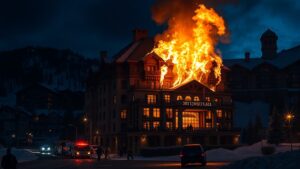 Куршевель, Франция — В ночь на 20 марта в пятизвездочном отеле Grandes Alpes, расположенном в престижном курортном городе Куршевель, произошел крупный пожар. По данным префектуры департамента Савойя, около 100 человек были оперативно эвакуированы, жертв и пострадавших нет. Для ликвидации возгорания были задействованы 60 пожарных и 50 единиц специализированной техники. Операция по тушению осложняется особенностями конструкции кровли здания, что может потребовать значительного времени. Всех эвакуированных гостей разместили в других отелях курорта. Причины пожара пока не установлены. Следственные органы приступили к расследованию инцидента. Владельцы отеля заявили о готовности сотрудничать с властями и компенсировать возможные неудобства пострадавшим. Grandes Alpes — один из самых известных отелей Куршевеля, популярного среди мировых знаменитостей и бизнес-элиты. Инцидент уже вызвал широкий резонанс в местных СМИ.. Пожар, Куршевель, Grandes Alpes, Савойя, Франция