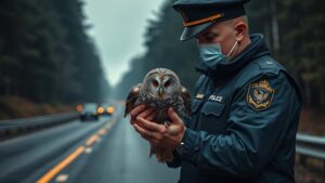 Полицейские в Приангарье спасли раненую сову, которую обнаружили на трассе. Длиннохвостая неясыть получила серьезные повреждения, включая черепно-мозговую травму и повреждение глаза. 🦉 Птицу оперативно передали специалистам, которые подтвердили, что сова находится в состоянии сильного стресса. Сейчас ей оказывают необходимую помощь. Этот случай — напоминание о том, что даже в повседневной рутине можно совершить доброе дело. Полицейские не только обеспечивают порядок, но и помогают тем, кто не может позаботиться о себе сам. 👮‍♂️ Мораль: Будьте внимательны на дорогах. Иногда помощь нужна не только людям.. Приангарье, полиция, сова, спасение животных, экология