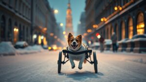 В Москве появилась новая звезда зимних прогулок — собака на кастомизированной инвалидной коляске. 🐕 Ее хозяйка, не желая лишать питомца радости от снежных приключений, решила адаптировать коляску для передвижения по сугробам. Теперь их прогулки превратились в настоящий зимний аттракцион. Собака с легкостью преодолевает снежные заносы, а хозяйка наслаждается ее счастьем. ❄️ С такой заботливой хозяйкой хоть на край света — хоть на Камчатку, хоть в Антарктиду. Главное, чтобы было снежно и весело! 🐾. Москва, собака, инвалидная коляска, зимние прогулки, забота о животных