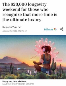 В США набирает популярность новый тренд в индустрии долголетия — биохакерские ретриты стоимостью $20 тысяч. Участникам предлагают комплексный чекап организма и радикальный пересмотр образа жизни с целью продления жизни и улучшения её качества. Программы включают медицинские обследования, персонализированные рекомендации по питанию, физической активности и восстановлению. Организаторы обещают, что такие ретриты помогут участникам «купить дополнительные годы жизни». Индустрия долголетия уже оценивается в триллионы долларов, привлекая инвестиции биотехнологических компаний и отельеров, которые превращают свои объекты в медицинские центры. Эксперты отмечают, что подобные услуги становятся всё более востребованными среди состоятельных клиентов, готовых платить за возможность замедлить старение. Однако критики указывают на отсутствие научных доказательств эффективности таких программ и их доступность лишь для узкого круга лиц.. биохакерские ретриты, индустрия долголетия, США, биотехнологии, инвестиции