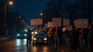Днепропетровск без света: жители перекрыли дорогу. Днепропетровск, ДТЭК, перекрытие дороги, ЖКХ, Кривой Рог