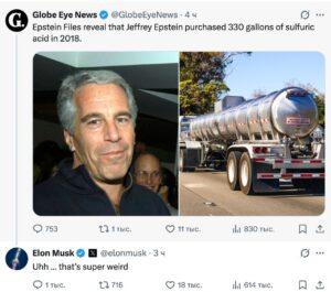 Эпштейн заказал 1250 литров серной кислоты в 2018 году. Эпштейн, серная кислота, Илон Маск, криминал, расследование