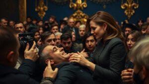 Фанат Джоли упал в давке и получил автограф. Анджелина Джоли, автограф, фанаты, культура, скандал