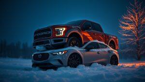Владелец Ford F-150 Raptor припарковался на заснеженном Mazda Matiz. Ford F-150 Raptor, Mazda Matiz, парковка, происшествия, снег