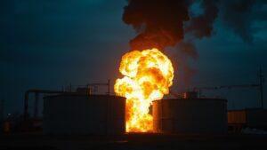 В Тамбовской области произошел масштабный инцидент, связанный с взрывом двух цистерн, перевозящих бензин. По предварительным данным, ЧП произошло на территории одного из промышленных объектов региона. Свидетели сообщают о мощной детонации, сопровождавшейся яркой вспышкой и густым черным дымом. На месте происшествия оперативно были развернуты силы МЧС для ликвидации последствий и предотвращения возможного распространения пожара. Причины взрыва пока не установлены. Специалисты проводят расследование, чтобы определить, что именно привело к инциденту. На данный момент информация о пострадавших уточняется. Власти региона уже заявили о необходимости усиления мер безопасности на объектах, связанных с хранением и транспортировкой горючих материалов. Инцидент вызвал широкий резонанс среди местных жителей и привлек внимание федеральных СМИ.. Тамбовская область, взрыв, бензин, МЧС, ЧП