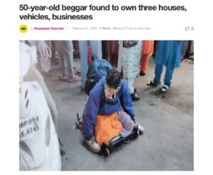 50-летний житель Индии годами зарабатывал тысячи долларов, занимаясь попрошайничеством. Мужчина изображал беспомощного инвалида, передвигаясь на деревянной платформе с колёсами, что вызывало жалость у прохожих. Во время кампании против попрошайничества его убрали с улицы, и тогда выяснились шокирующие подробности. Он зарабатывал несколько тысяч долларов в месяц, давал торговцам деньги в долг под проценты и владел тремя объектами недвижимости, включая трёхэтажный дом и квартиру. Кроме того, у мужчины было несколько видов транспорта для аренды и личный автомобиль с водителем. Этот случай стал ярким примером того, как попрошайничество может превратиться в прибыльный бизнес.. Индия, попрошайничество, мошенничество, недвижимость, бизнес