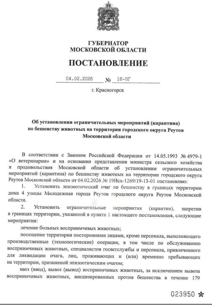 В Реутове введен карантин из-за выявления бешенства. Реутов, бешенство, карантин, происшествия, Подмосковье
