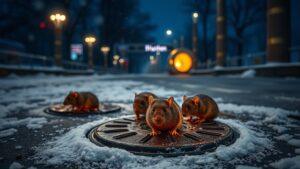 Крысы на люках: теплее, чем на снегу 🐀. Крысы, Парк Культуры, Москва, Люки, Зима