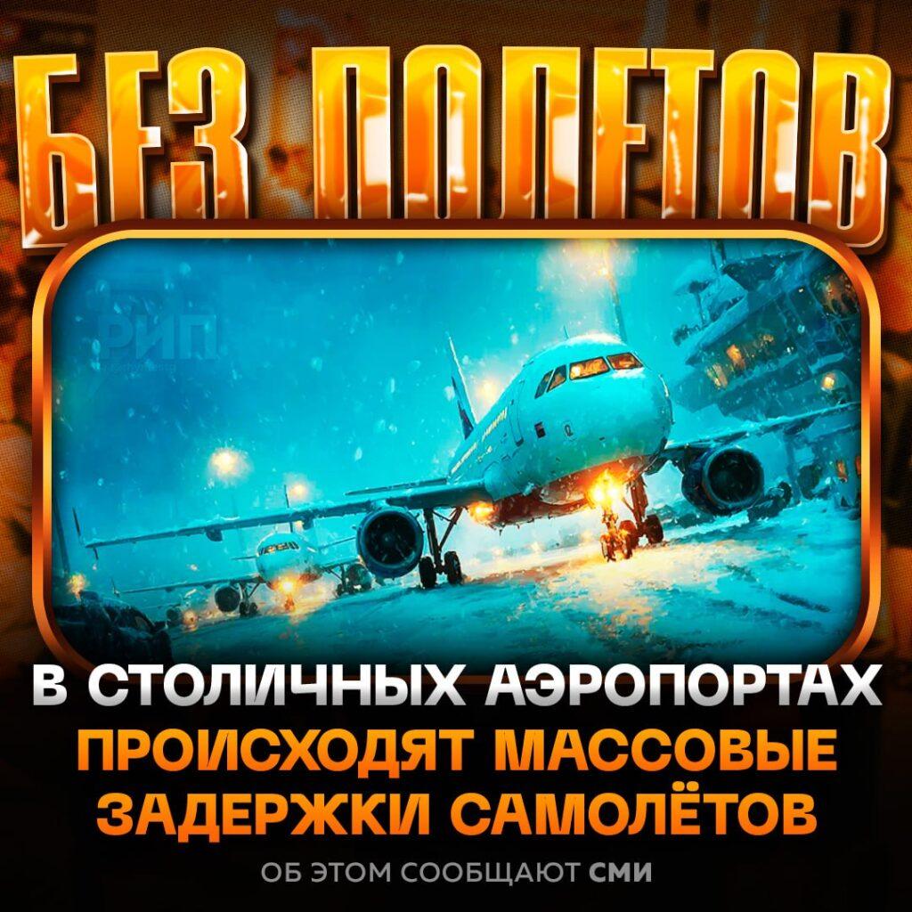 Массовые задержки рейсов в московских аэропортах из-за снегопада. Москва, Аэропорты, Снегопад, Задержки рейсов, Транспорт