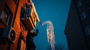 Нижний Новгород: коммунальщик против сосулек и кондиционеров 🥶. Нижний Новгород, коммунальщик, сосулька, кондиционеры, ЖКХ