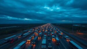 В Ростовской области на трассе Е115 образовалась масштабная пробка протяжённостью 20 километров. Затор, состоящий преимущественно из грузовых фур, возник в районе города Каменска-Шахтинского. По данным источника, ситуация сохраняется с ночи, что вызывает серьёзные затруднения для участников дорожного движения. Причины образования пробки пока не уточняются. Однако специалисты предполагают, что затор мог возникнуть из-за увеличения потока грузового транспорта или технических неполадок на дороге. Власти региона пока не прокомментировали ситуацию, но водители сообщают о длительных ожиданиях и отсутствии оперативных мер по устранению затора. Трасса Е115 является важной транспортной артерией, связывающей южные регионы России с центральной частью страны. Пробка создаёт значительные трудности для логистики и может повлиять на сроки доставки грузов. Водители призывают органы власти оперативно отреагировать на ситуацию и принять меры для разгрузки трассы.. Ростовская область, Каменск-Шахтинский, пробка, трасса Е115, грузовой транспорт