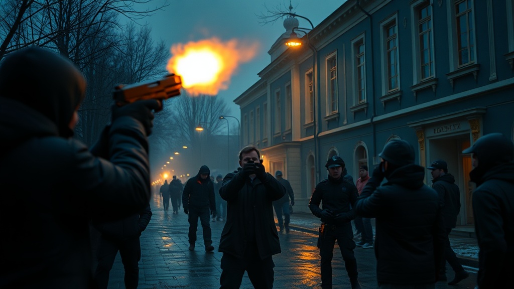 В подмосковном Реутове произошёл инцидент с применением огнестрельного оружия. Пьяный мужчина открыл стрельбу рядом с учебным заведением на улице Котовского. Согласно предварительной информации, злоумышленник попытался проникнуть на территорию учреждения, но был остановлен. После отказа в доступе он начал громко материться. Когда один из прохожих сделал ему замечание, мужчина достал пистолет и произвёл выстрел. Пострадавших в результате инцидента нет. Правоохранительные органы разыскивают стрелка. Обстоятельства происшествия уточняются.. Реутов, стрельба, происшествия, Котовского, пистолет