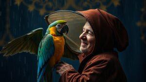 Попугай-герой: пернатый защитник хозяйки от дождя 🦜. попугай, вирусное видео, забота, животные, дождь