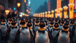 Пингвины в галстуках: Харбин утонул в милоте 🐧. Харбин, пингвины, парад, Китай, милота