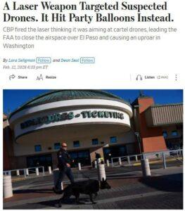 Пограничники США применили лазерное оружие против воздушных шаров. США, лазерное оружие, Эль-Пасо, БПЛА, наркоторговцы
