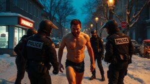 В подмосковном Долгопрудном произошел инцидент, привлекший внимание местных жителей. Полуголый мужчина устроил дебош в жилом комплексе «Бригантина». По предварительным данным, он начал вести себя агрессивно возле аптеки, бросаясь на прохожих. Несмотря на морозную погоду, температура воздуха опустилась до минус 20 градусов, нарушитель продолжил свои действия и направился в сторону детского сада. Свидетели сообщают, что мужчина не реагировал на окружающую обстановку и вел себя неадекватно. Сотрудники правоохранительных органов оперативно отреагировали на вызов и задержали нарушителя. В настоящее время выясняются обстоятельства произошедшего, а также причины столь странного поведения мужчины. Подробности инцидента уточняются.. Долгопрудный, дебош, происшествия, ЖК Бригантина, задержание