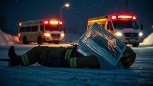 Пожарный получил травмы при тушении пожара. Пожар, Травма, ЧП, Госпитализация, Безопасность