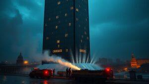 Прорыв трубы в небоскребе «Триумф Палас» в Москве. Триумф Палас, Москва, ЧП, авария, экстренные службы