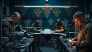 Ремонт и обслуживание беспилотников в 1-й отдельной гвардейской мотострелковой бригаде. Беспилотники, 1-я отдельная гвардейская мотострелковая бригада, Ремонт, Обслуживание, Военное дело