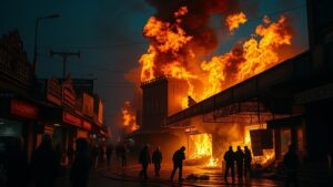 В столице Ирана, Тегеране, сегодня утром произошел крупный пожар на рынке Джаннатабад. По предварительным данным, возгорание началось в одном из торговых павильонов и быстро распространилось на соседние строения. На место происшествия оперативно прибыли пожарные расчеты. Спасатели предпринимают все возможные меры для локализации огня и предотвращения его дальнейшего распространения. На данный момент информация о возможных пострадавших уточняется. Местные власти призывают жителей избегать района рынка Джаннатабад до полной ликвидации пожара. Причины возгорания пока не установлены, однако уже начато расследование инцидента. Этот случай стал одним из самых масштабных пожаров в Тегеране за последние годы. Рынок Джаннатабад является одним из крупнейших торговых центров города, и его повреждение может привести к значительным экономическим последствиям.. Тегеран, Пожар, Джаннатабад, Происшествия, Иран