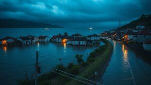 Сильное наводнение в Португалии: вода достигла первых этажей домов. Португалия, наводнение, шторм, ЧП, стихийное бедствие