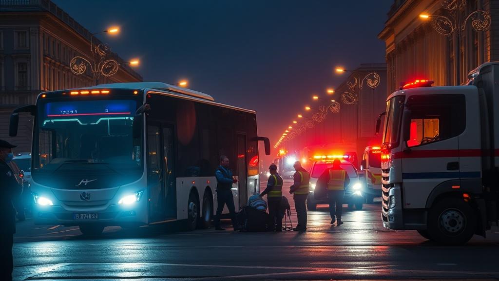 Столкновение автобуса и грузовика на Ленинском проспекте в Москве. ДТП, Москва, Ленинский проспект, ГИБДД, Происшествия