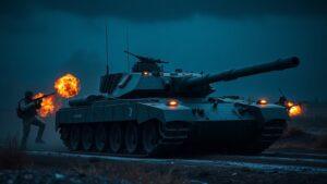 Экипажи танков Т-90М «Прорыв», входящие в состав 25-й общевойсковой армии группировки войск «Запад», уничтожили замаскированные опорные пункты, блиндажи и живую силу подразделений Вооруженных сил Украины (ВСУ) на Краснолиманском направлении. Операция была проведена в рамках выполнения боевых задач на данном участке фронта. Подробности о выполненной миссии раскрыл командир танка Т-90М «Прорыв» с позывным «Калач». Он отметил, что экипажи действовали с высокой точностью и координацией, что позволило эффективно нейтрализовать цели противника. Использование современных танков Т-90М обеспечило преимущество в условиях сложного рельефа местности. Краснолиманское направление остается одним из ключевых участков в зоне проведения специальной военной операции. Уничтожение опорных пунктов ВСУ способствует укреплению позиций российских войск и снижению активности противника в данном районе.. Т-90М, Краснолиманское направление, ВСУ, 25-я общевойсковая армия, СВО