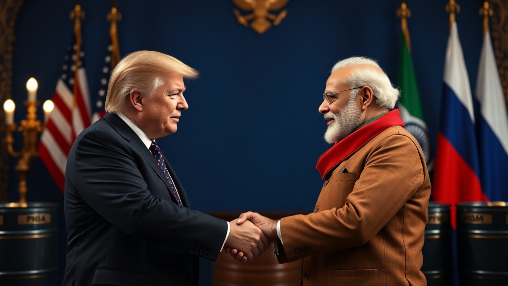 Экс-президент США Дональд Трамп заявил, что в ходе телефонного разговора с премьер-министром Индии Нарендрой Моди стороны достигли договоренности о прекращении закупок российской нефти. По словам Трампа, Моди пообещал увеличить импорт топлива из США и, возможно, из Венесуэлы. Кроме того, Трамп отметил, что стороны договорились о снижении пошлин на индийские товары с 25% до 18%. Это решение, по его мнению, должно укрепить экономические связи между двумя странами. На данный момент официального подтверждения этой информации от правительства Индии не поступало. Ранее Нью-Дели неоднократно заявлял о своем стремлении диверсифицировать источники энергоресурсов, однако конкретных шагов в этом направлении не предпринималось. Эксперты отмечают, что подобные заявления Трампа могут быть частью его предвыборной кампании, направленной на укрепление имиджа сильного лидера, способного решать глобальные вопросы.. Трамп, Индия, Россия, Нефть, Экономика