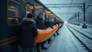 В Санкт-Петербурге группа подростков устроила опасное развлечение, привязав ватрушку к движущемуся поезду. Инцидент произошел на одной из железнодорожных станций города, где молодые люди решили испытать экстремальный способ катания. Свидетели сообщают, что подростки использовали трос для крепления ватрушки к задней части поезда. После начала движения состава они начали кататься на ней, подвергая себя серьезной опасности. Инстинкт самосохранения, как отмечают очевидцы, явно отсутствовал у участников этой затеи. Представители правоохранительных органов уже начали расследование происшествия. Подобные действия не только угрожают жизни и здоровью самих подростков, но и создают риск для безопасности движения поездов. Ведомства призывают родителей уделять больше внимания воспитанию детей и объяснять им последствия таких опасных развлечений.. Санкт-Петербург, подростки, происшествия, железная дорога, безопасность