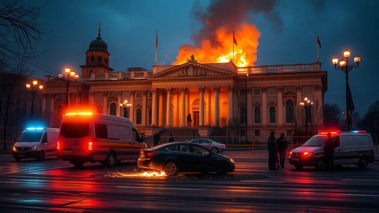 Взрыв автомобиля возле здания Управления делами Президента. Москва, Управление делами Президента, взрыв, ЧП, экстренные службы