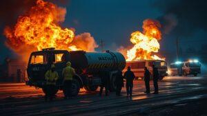 Взрыв бензовоза на заправке в Сургутском районе. Сургутский район, ХМАО, взрыв, бензовоз, АЗС