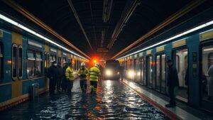 Станция метро «Нижегородская» в Москве затоплена. Москва, метро, Нижегородская, ЧП, затопление
