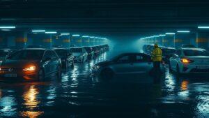 Затопление паркинга в ЖК «Селигер Сити» из-за сбоя сливной системы. ЖК Селигер Сити, Затопление, Паркинг, ЧП, Управляющая компания