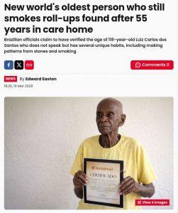 118 лет, кофе и сигареты: секрет долголетия Луиса Карлоса