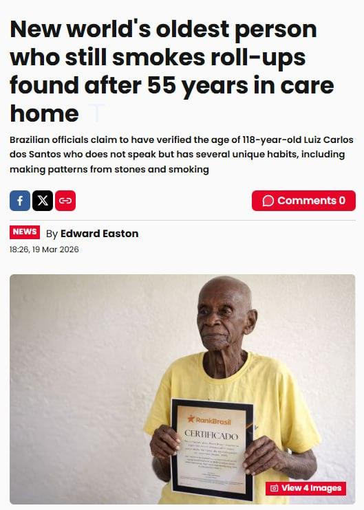 118-летний бразилец — самый старый человек на планете