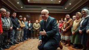 Депутат на коленях: извинения за отъем скота у фермеров